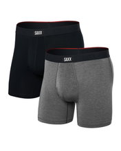 SAXX Boxershorts Vibe Xtra Soft Comfort Boxer Brief Fly schwarz/grau Herren - 2 Stück